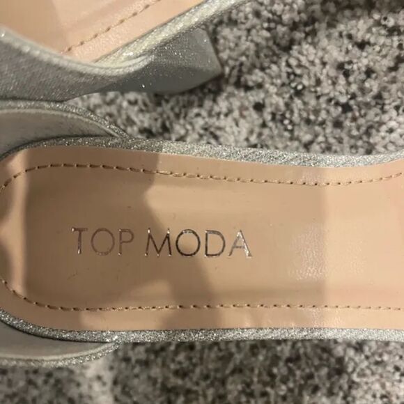 TOP Moda Silver Delia-80 Ankle Strap Rhinestone High Heel Sandal - Picture 6 of 7